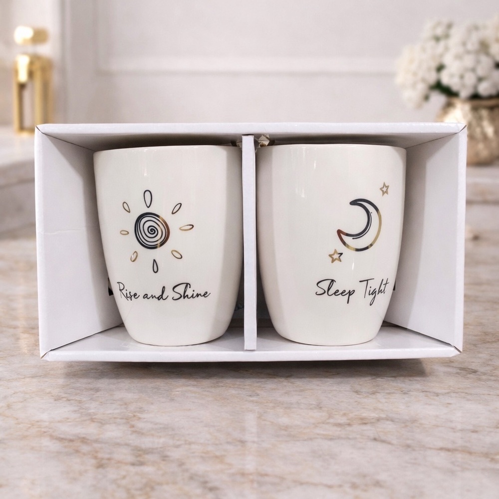 CoffeeShop White Sunrise & Moonset Ceramic Mug Set